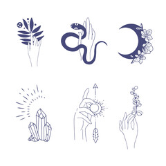 A set of spiritual and esoteric talismans, including sacred geometry, in a woman's hands.