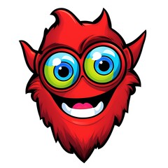 Fototapeta premium A friendly, red monster with big eyes and a big smile.