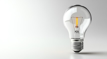 Light bulb with glowing filament on a white isolate background.