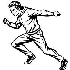 Dynamic line art illustration of a man running in sporty attire