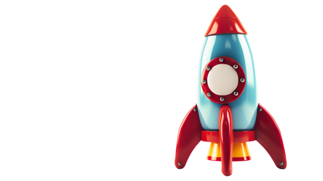 Toy Rocket isolated on transparent background, PNG