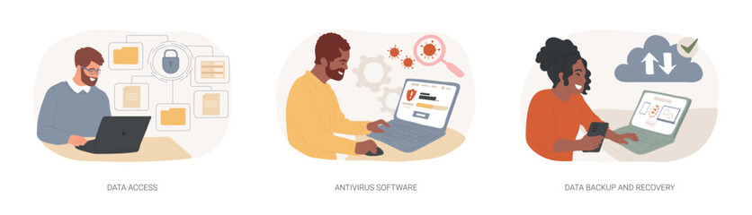 Data loss prevention isolated cartoon vector illustrations se
