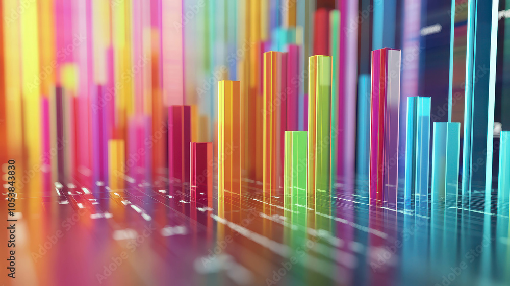 Aufkleber colorful 3d bar chart visualization of statistical data