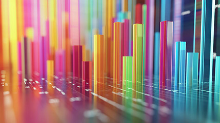Fototapeta premium Colorful 3D Bar Chart Visualization of Statistical Data