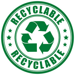 Recyclable materials vector green label