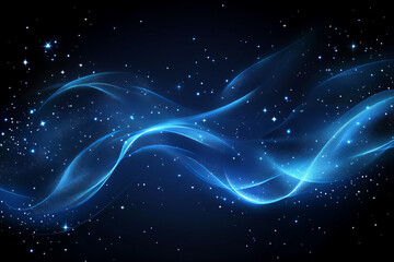 Blue Glowing Wave and Stars: A Cosmic Abstract Journey