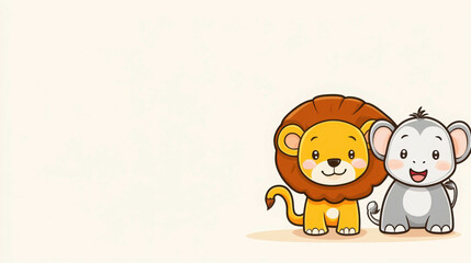 Fototapeta premium Cute Wild Animals Banner for Playful Themes