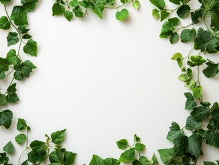 Green leaves arranged on a white isolated background.