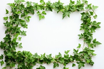 Vibrant green ivy leaves, white isolated background