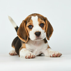 Beagle Puppy Dog, Cute Playful Pet, Isolated on White Background