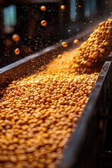 Soybeans Pouring Into a Conveyor Belt