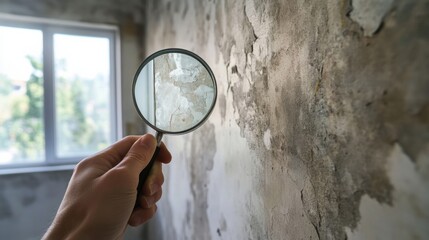 Discover mold identification techniques with a magnifying glass. Enhance your home inspection skills for effective mold remediation solutions.