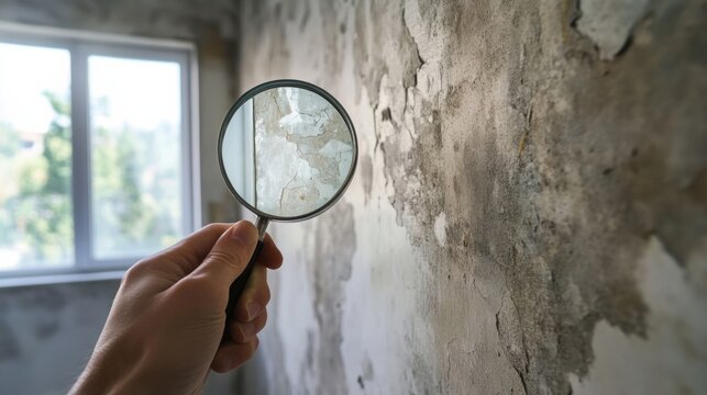Discover mold identification techniques with a magnifying glass. Enhance your home inspection skills for effective mold remediation solutions.
