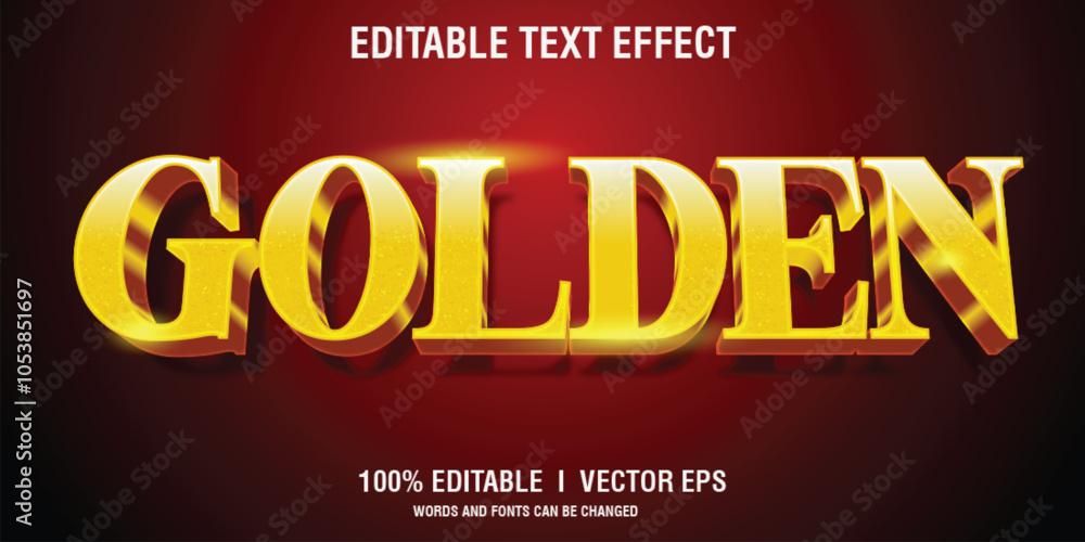 Aufkleber editable golden vector 3d text effect with modern style design