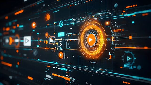 Vibrant timeline showcases the evolving range of video editing tools seamlessly blending modern user interface with classic film elements in a sleek enhanced post production workflow interface