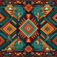 Intricate Navajo tribal ethnic pattern as a seamless background, ideal for textile design, wallpapers, and cultural art applications