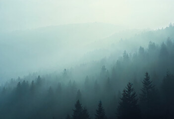 Naklejka premium fog in the mountains