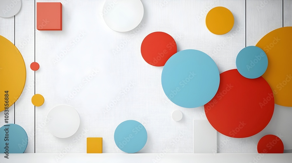 Aufkleber Minimalist geometric abstract background featuring intersecting circles and bold angular shapes in a clean modern design  Ideal for innovative business technology or creative presentations