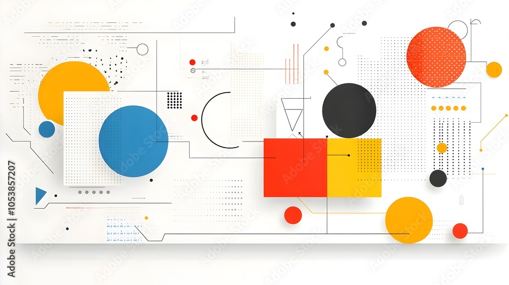 Poster Visually striking geometric background featuring a modern abstract pattern of vibrant colored circles suitable for business presentations technology product displays