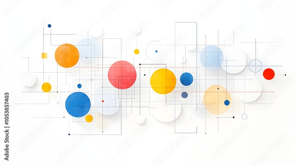 Aufkleber Stylish and modern geometric abstract background with colorful overlapping circular shapes perfect for business technology and corporate presentations website designs or digital assets