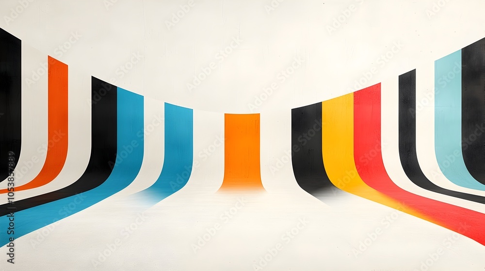 Poster retro pop art inspired design with striking colorful stripes forming a dynamic abstract background t