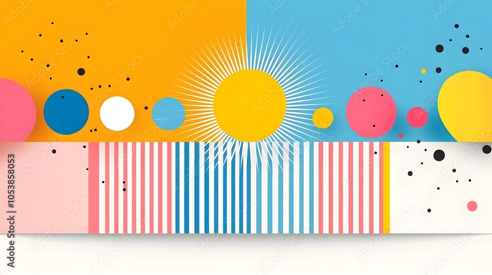 Poster Colorful and bold abstract background with dynamic lines stripes and playful patterns in a pop art style  Suitable for modern covers promotional banners digital marketing and creative design projects