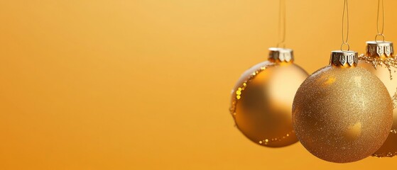 A bunch of gold ornaments hanging from a string