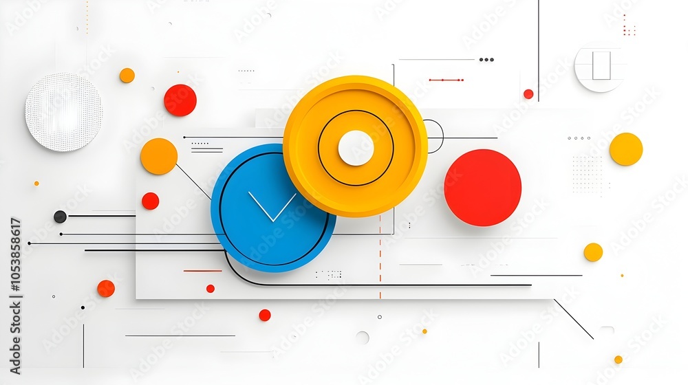 Aufkleber Minimalist abstract background featuring intersecting geometric shapes and bold circular patterns ideal for innovative business or technology presentations and digital marketing materials