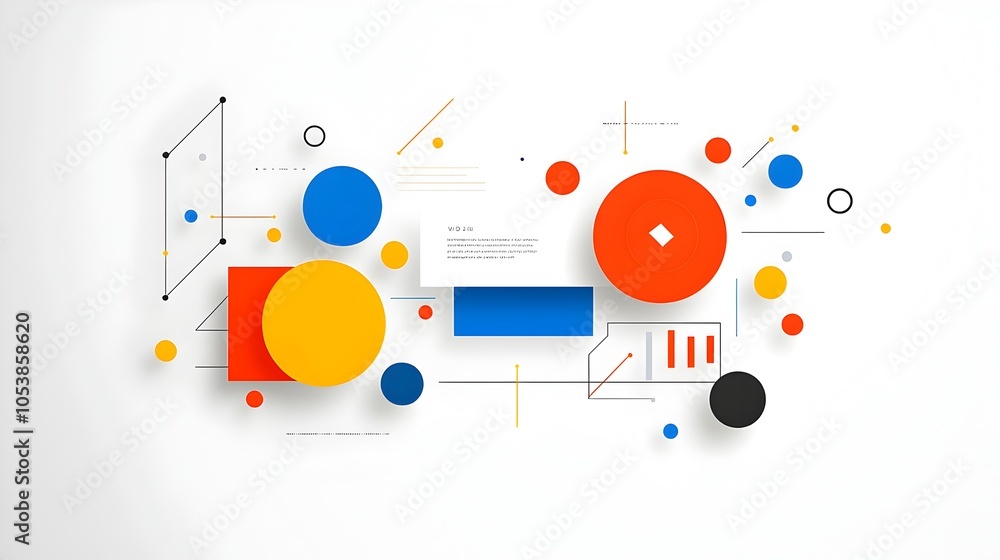 Leinwandbilder Minimalist abstract background featuring bold intersecting circles and geometric shapes ideal for innovative business technology or corporate presentations and digital designs