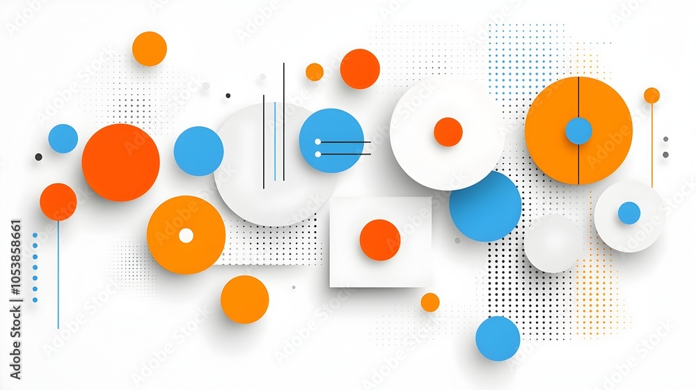 Fototapete Vibrant Minimalist Abstract Background with Intersecting Circles and Bold Geometric Shapes Ideal for Innovative Business or Technology Presentations and Creative Designs
