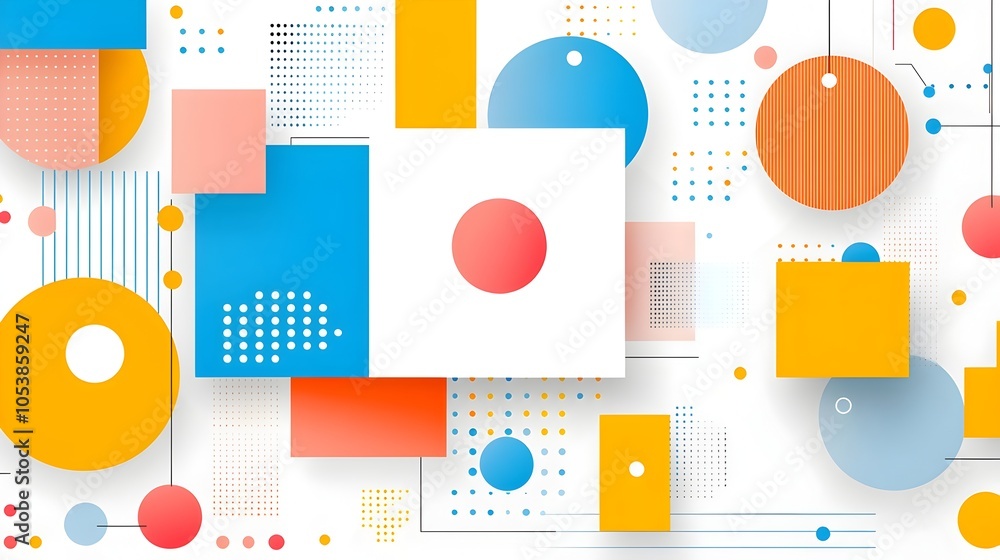 Poster Vibrant Geometric Abstract Background with Circular Patterns Suitable for Business Presentations Technology Projects and Creative Designs