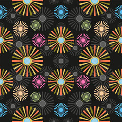 Colorful Circular Pattern, Abstract Floral Design, Geometric Flower Pattern, Psychedelic Sunburst, Radiant Circle, Vibrant Colorful Circles, Neon Floral Design, Pastel Geometric Flower Pattern