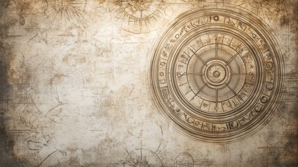 Naklejka premium Vintage Astrological Chart on Old Paper