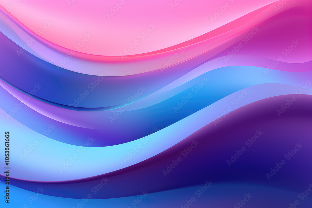 Poster a stunning abstract design featuring flowing waves of pink and blue colors, creating a vibrant and d