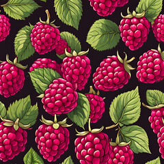 Raspberry  Fruit Pattern Digital Paper