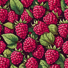 Raspberry  Fruit Pattern Digital Paper