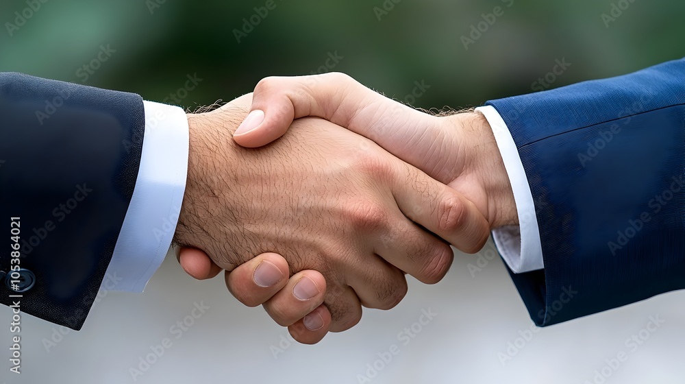 Poster firm handshake between two hands symbolizing an enduring trust unity and strong professional or pers