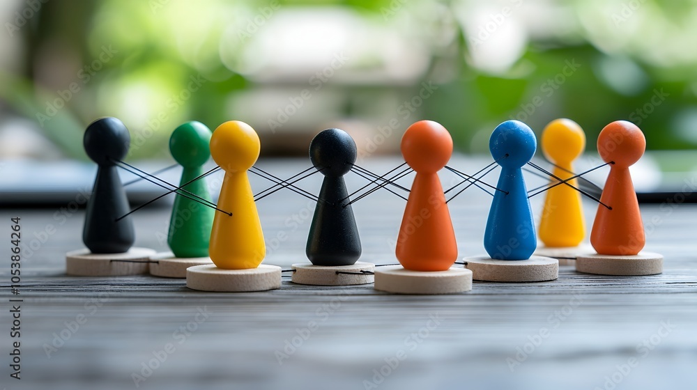 Aufkleber of a group of interconnected human figures standing together in harmony symbolizing the strength and unity of a community working towards shared objectives and a common purpose