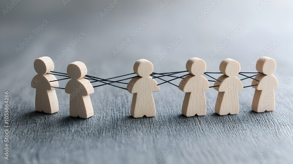 Poster A group of interconnected human figures standing together symbolizing a strong community working in harmony toward shared objectives and achievements