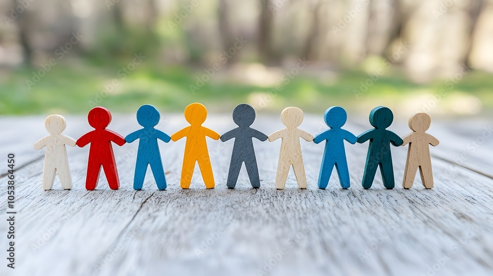 Poster abstract of interconnected human silhouettes forming a unified group symbolizing the strength and sh
