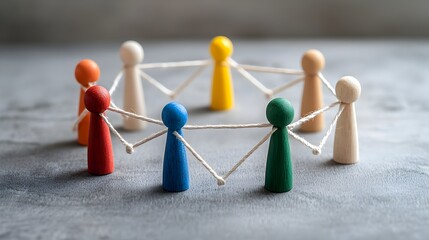 Obraz premium Connected figures forming a unified group symbolizing the strength and shared of a community working collectively towards common goals