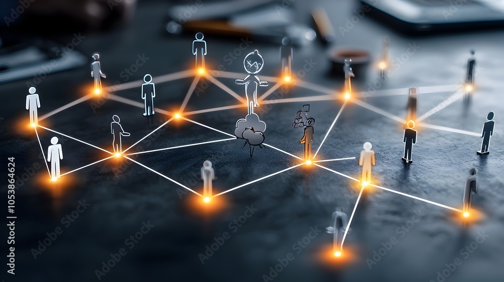 Poster A network of interconnected digital figures linked by glowing paths symbolizing the power of community driven goals for progress innovation and a better future