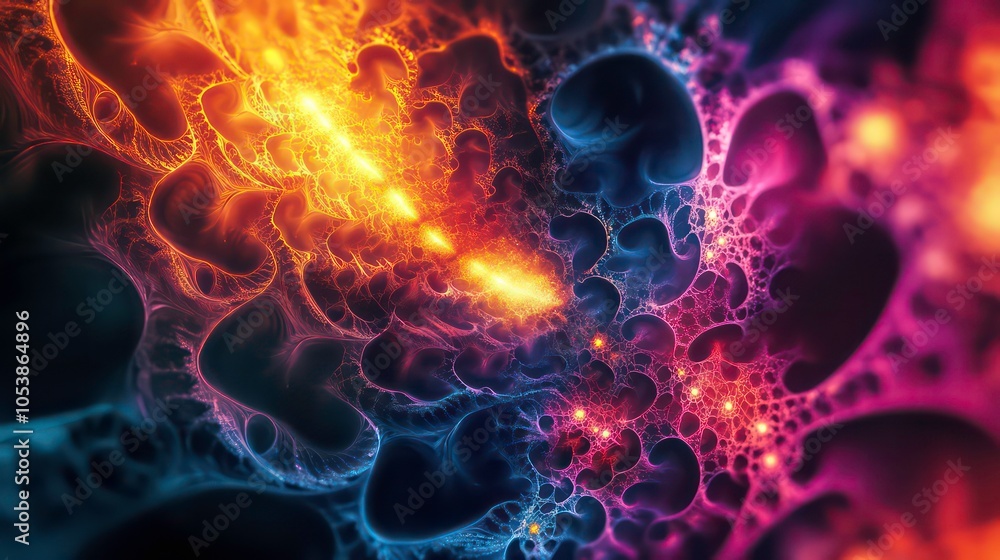 Poster Abstract fractal design showcasing intricate patterns and vibrant colors.