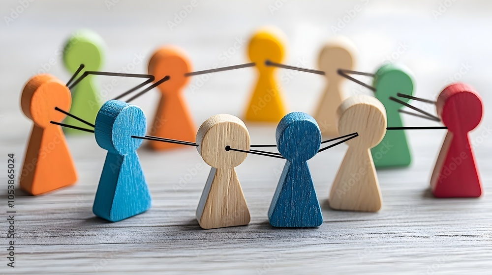 Poster Interconnected Figures in a Vibrant Network Symbolizing the Strength of Community and the Pursuit of Shared Goals