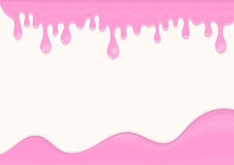 Strawberry milk melting on cream background