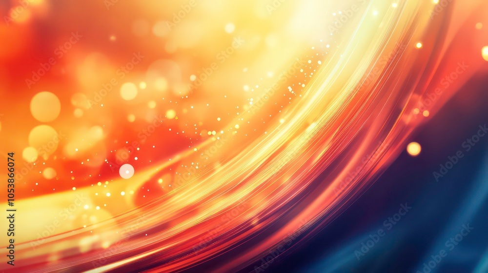 Poster Abstract golden and blue swirl with sparkling lights creating a dynamic visual effect.