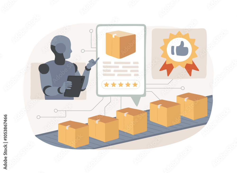 Poster ai-powered quality control abstract concept vector illustration.