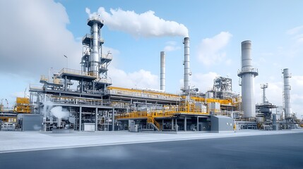 Obraz premium Advanced machinery operating in a clean and high tech fuel processing plant The industrial equipment automation and technology showcase a sophisticated and efficient energy production facility