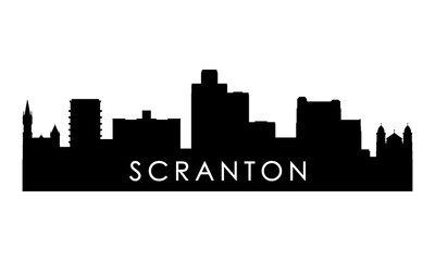 Fototapeta premium Scranton skyline silhouette. Black Scranton PA city design isolated on white background. 