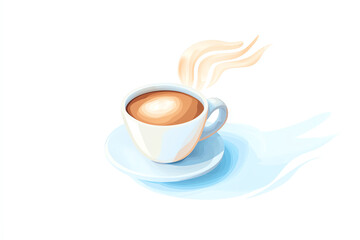 Obraz premium Coffee logo with steam swirl, golden accents, 3D illustration